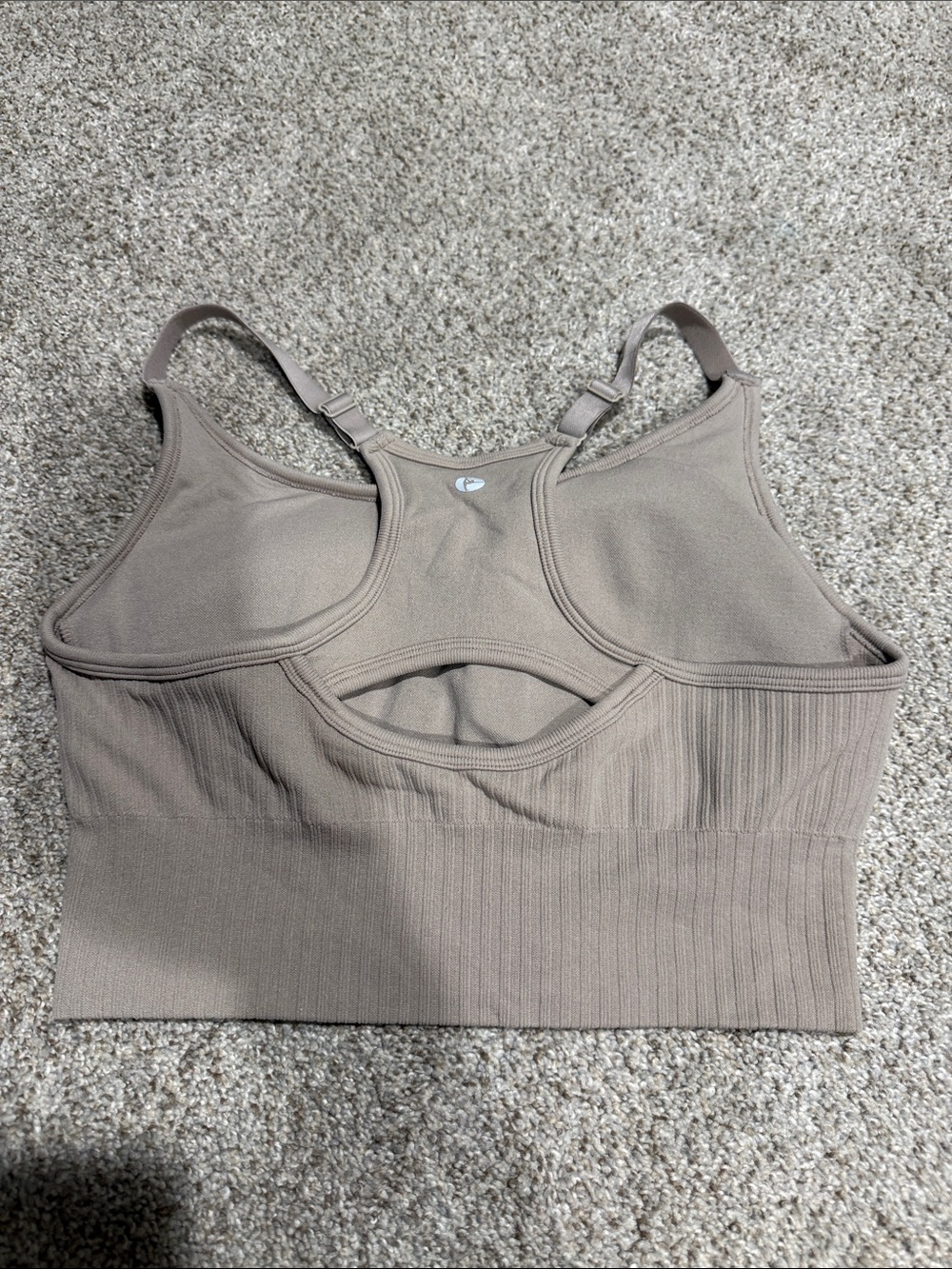 Seamless Ribbed Racerback Bralette - Taupe - Picture 2 of 2